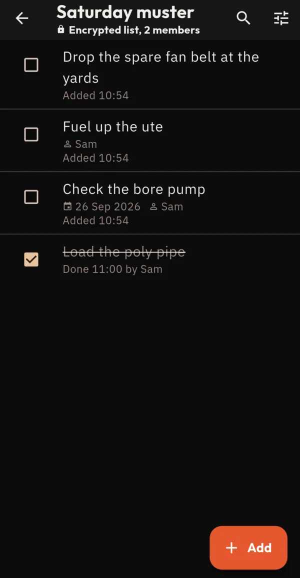 A shared todo list