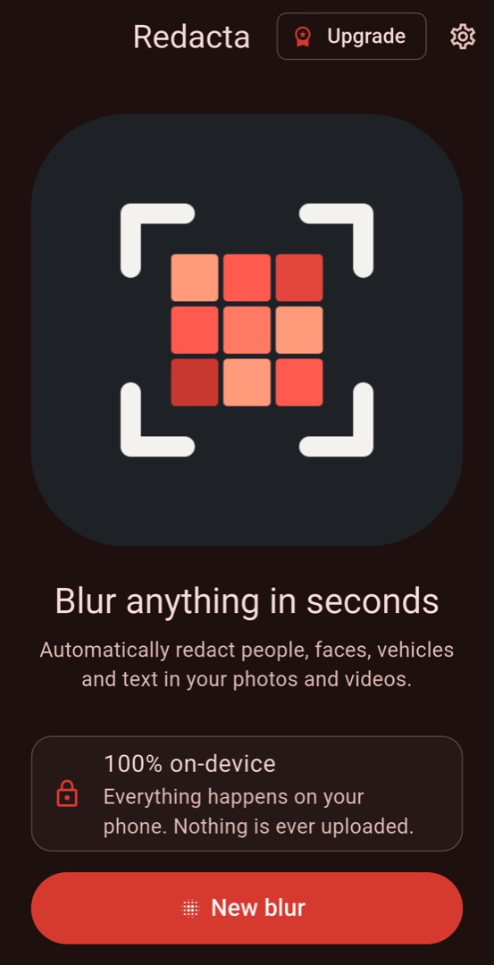 Redacta home screen
